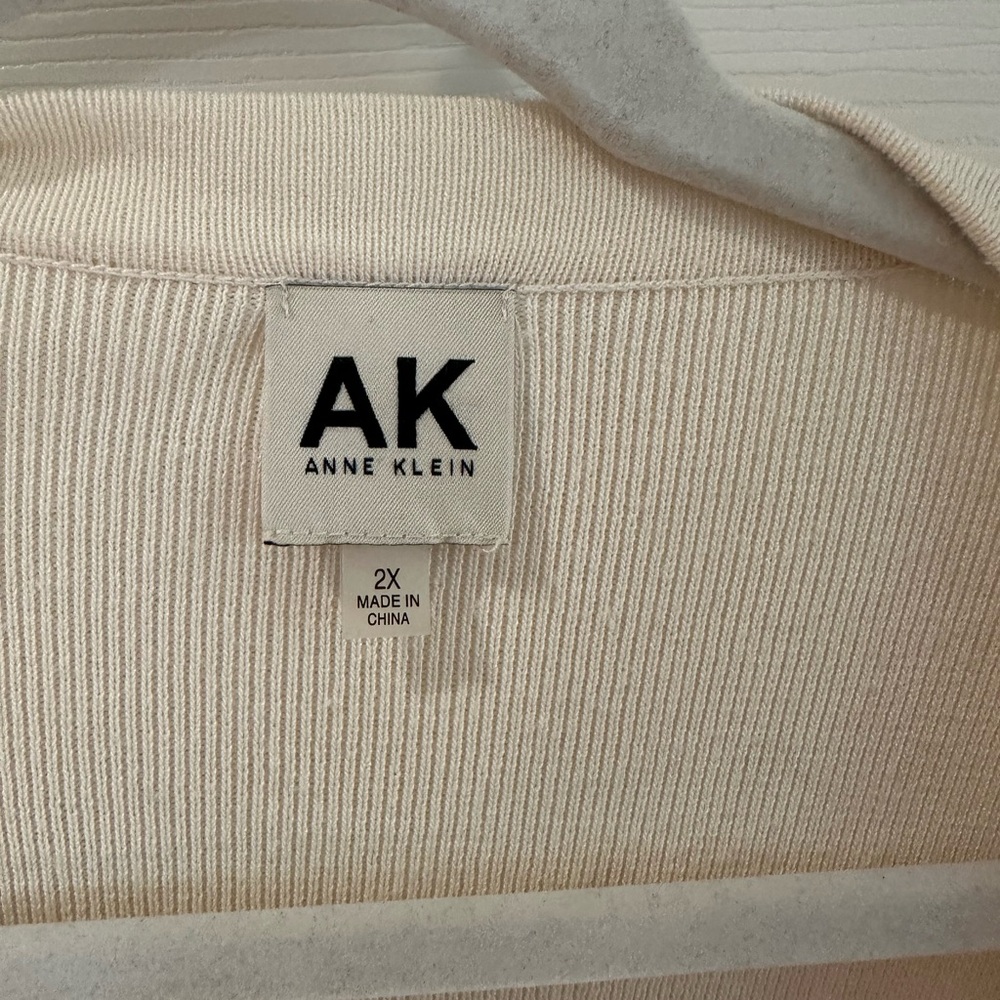 Anne Klein Ribbed Cream cardigan - Picture 2 of 4